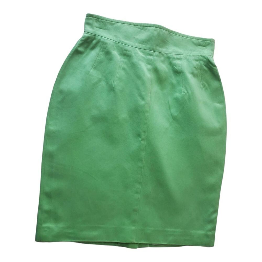 Vintage  Escada Margaretha Ley Green Women’s  Pencil Skirt  EU 36 US 4  Cotton - Picture 3 of 11
